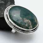Moss Agate Gemstone Ethnic Handmade Gift Ring Jewelry US Size-7 AR 31470