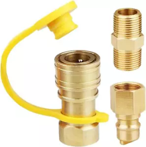 3/8 Inch Natural Gas Quick Connect Fittings, 100% Solid Brass LP Gas Propane Hos - Picture 1 of 12