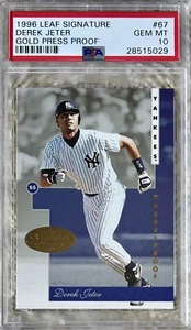 1996 LEAF SIGNATURE GOLD PRESS PROOF DEREK JETER RC PSA 10 LOW POP - Picture 1 of 2