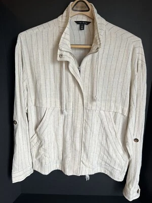 Chaqueta de lino con cremallera frontal marca Tribal con mangas enrollables. Talla mediana Foto 1 de 4