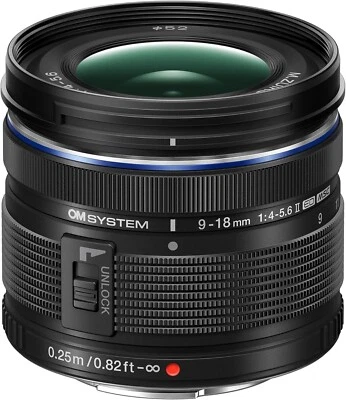 OM SYSTEM M.Zuiko Digital ED 9-18mm F4-5.6 II Lens Micro Four Thirds 154g Black - Image 1 of 4