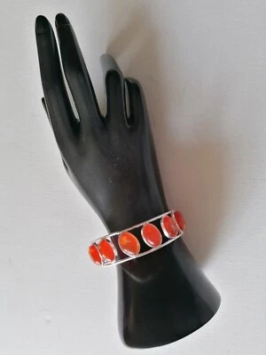 Baltic Amber Gemstones Handmade 925 Silver plated Bangle Adjustable - Image 1 of 4