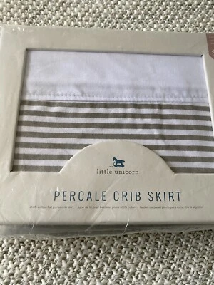 Юбка для кроватки Little Unicorn хлопок муслин (серая полоса) - Изображение 1 из 4