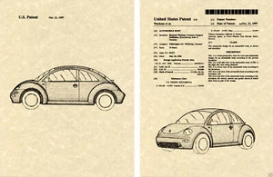 VW New BEETLE BUG Patent Art Print READY to FRAME 1998 to present Volkswagon - Picture 1 of 1