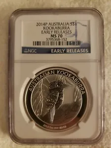 NGC EARLY RELEASES MS70 2014-P AUSTRALIA KOOKABURRA 1 oz .999 SILVER, Perfect! - Picture 1 of 4
