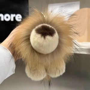 Echt Kaninchen Rex Fell Löwe Schlüsselanhänger Bommel Taschenanhänger Tasche Handtasche Handy pelziger Anhänger - Bild 1 von 17