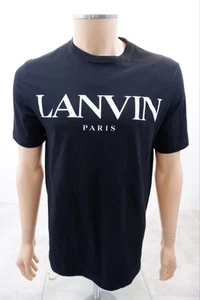 Lanvin Mens T Shirt Top Size S Small Short Sleeve Round Neck Black Logo - Picture 1 of 8
