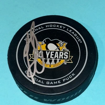 RON FRANCIS Signed Pittsburgh PENGUINS 50th Ann. Official GAME Puck Beckett Auth - Image 1 of 4