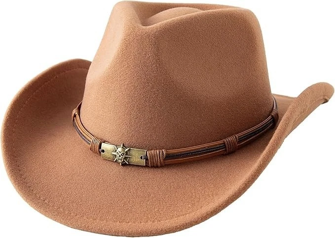 Western Cowboy Cowgirl Hat – Skull Ace Band, Felt Wide Brim, Men Women Rodeo - Image 1 of 2