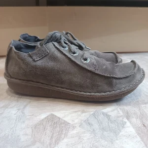 Zapatos planos con cordones CLARKS gris gamuza 'Funny Dream' Reino Unido 6D - Imagen 1 de 15