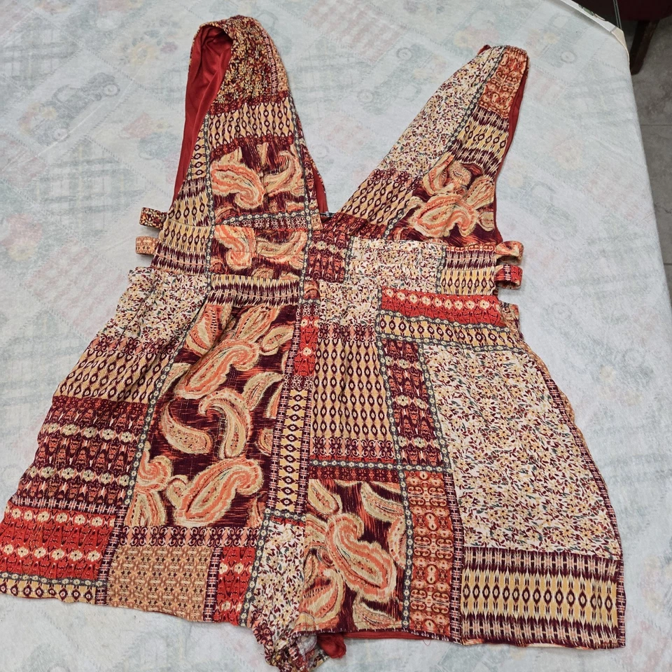 NUEVO CON ETIQUETAS Moda Nova Multicolor Rust Pantalones Cortos Mameluco Cintura 21" 130 Foto 1 de 4