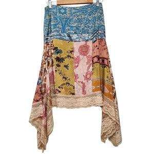 Plenty Größe 4 von Tracy Reese 100 % Seide Patchwork asymmetrisch Blumen Spitze Rock  - Bild 1 von 9