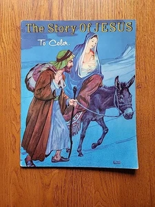 Samuel Lowe childrens Story of Jesus Coloring Book Sunday school Vtg 1950s READ - Imagen 1 de 15