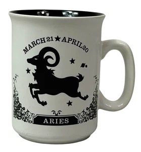 Taza ARIES Taza Zodiaco Estrella Signo Cerámica Blanco Marrón Vintage Años 80 Corea 10 cm - Imagen 1 de 8
