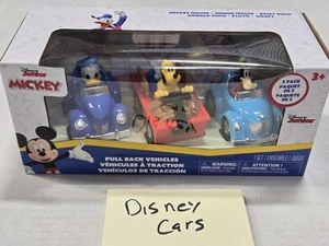 Disney Junior Mickey Pull Back Vehicles 3 Pack Donald Pluto Goofy Cars New Toy - Picture 1 of 11