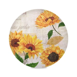 4 PCS Sunflower Round Placemats, Non-Slip Washable Polyester, Heat Resistant - Picture 1 of 7