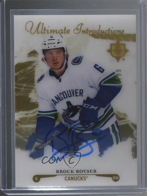 2017-18 Ultimate Collection Gold Spectrum /99 Brock Boeser #UI-39 Rookie Auto RC - Image 1 of 2