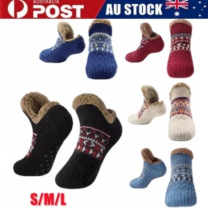 Women Mens Slipper Winter Cosy Socks Fluffy Non Slip Warm Fleece Lined Bed Floor - Picture 1 of 28