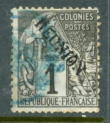 France Colonies 1891 Reunion 1¢ Black Scott #17 VFU O500 - Image 1 of 4