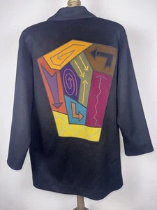 Vintage Marylou Ozbolt Storer Wearable Art Coat Medium Multicolor 100% Wool - Picture 1 of 13