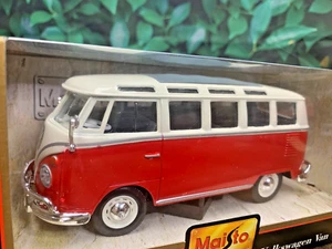 NEW IN BOX SEALED DIECAST MAISTO VOLKSWAGEN WINDOW VAN SAMBA 1:25 Red - Picture 1 of 18