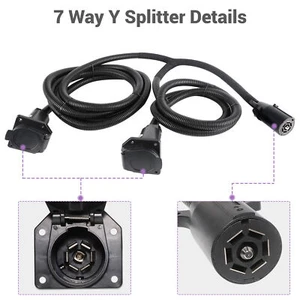 Conector de cable de extensión adaptador en Y doble para remolque de 7 vías para barco autocaravana - Imagen 1 de 7