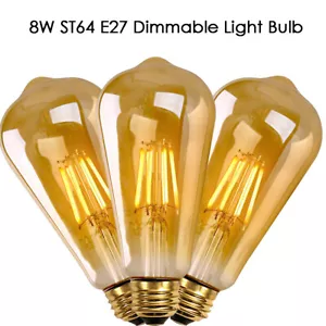 3 x 8W Vintage Lamp Dimmable Bulb ST64 E27 Lighting Industrial Edison LED Bulbs - Picture 1 of 9