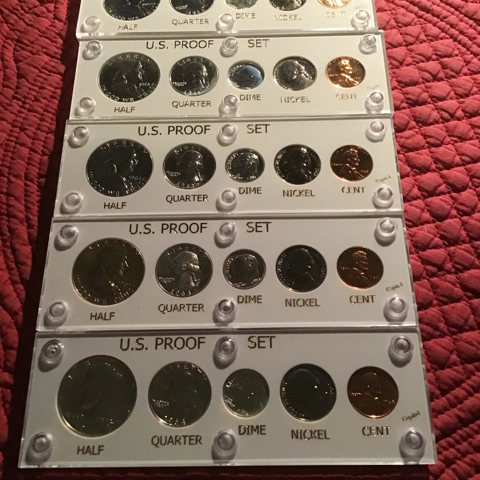 1960, 1961, 1962, 1963, 1964, Silver Proof Sets, Blazing Luster & Toning. - Image 1 of 1