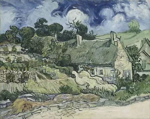 VINCENT VAN GOGH Poster or Rolled Canvas Print "Thatched Cottages at Cordeville" - Bild 1 von 1