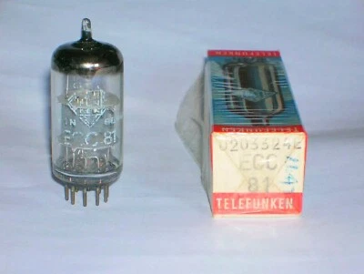 ECC81 = 12AT7 Telefunken, Röhrenlampe Valve Röhre Valvola Valvula, NOS, NIB. - Bild 1 von 4