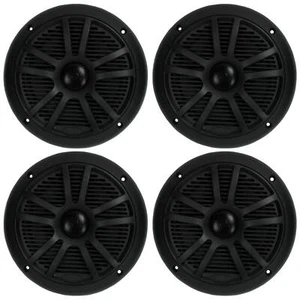 BOSS 6.5" 360W Dual Cone Black Marine Boat Outdoor Audio Speakers, 4pk | MR6B - Picture 1 of 7