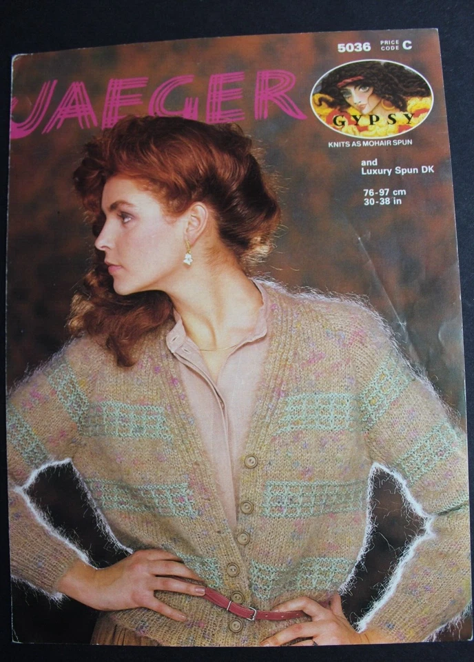 Vintage 1980s Jaeger Woman's V-Neck Cardigan Knitting Pattern 30-38" DK 5036 - Image 1 of 3