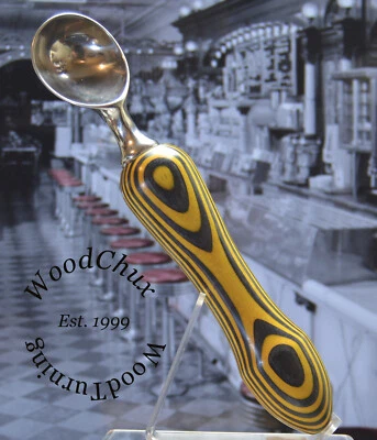 Handmade Colorgrain Wood Ice Cream Scoop Or Pizza Cutter Heavy Stainless 215 - Image 1 of 4