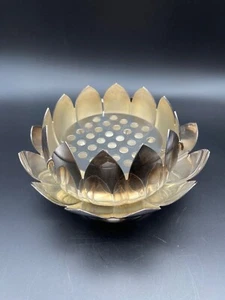 Reed & Barton 3pc Water Lily Lotus Flower Bowl Flower Frog Under Plate #3002 - Picture 1 of 5