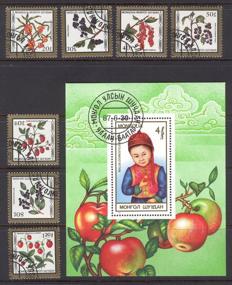Mongolia D51 Set 7v + Hoja 1987 Flora Plantas Bayas Silvestres Frutos Foto 1 de 1