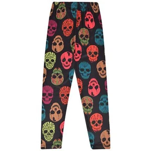 Kinder Legging Multi Totenköpfe Print weich bequem Halloween Party Mädchen Leggings - Bild 1 von 5