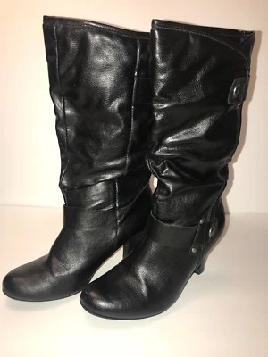 A.N.A. Botas negras de media pantorrilla para mujer 3" tacón alto 8 1/2 M  Foto 1 de 4