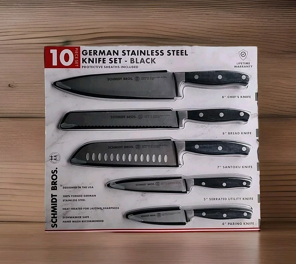 Schmidt Brothers 10pc. German Stainless Steel Full-Tang Knife Set $150 - NEW - Image 1 of 4