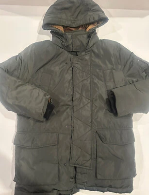 Zara Parka Down Jacket Big Boys Sz 10 (140 cm) Hooded Khaki - Image 1 of 4