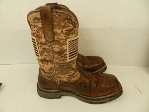 Ariat Sport Patriot Sand Storm Camo American Flag steel toe Boots Men's Size 9D - Picture 1 of 14