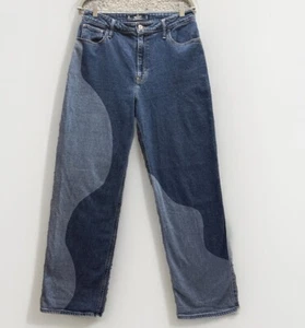 Hollister Jeans Women 11 30x31 Ultra High Rise Dad Wavy Patchwork California Y2K - Picture 1 of 8