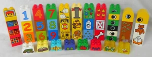 45 Lego Duplo bedruckte Steine, 2x2 + 2x2 groß, verschiedene Designs keine Duplikate - Bild 1 von 7