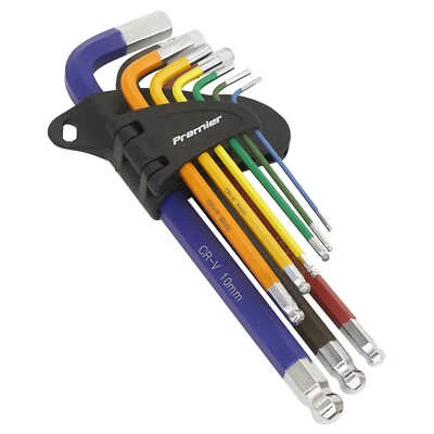 Sealey 9pc Colour-Coded Ball-End Metric Long Hex Key Set - Image 1 of 4