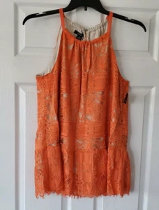 $79 NWT Alfani Womens Halter Floral Overlay Lace Illusion Blouse Top Sz 14 - Picture 1 of 7