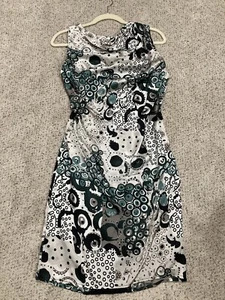 Poleci Sheath Tank Dress Abstract Multicolor Sleeveless Lace Trim Back Zip, Sz 4 - Picture 1 of 8