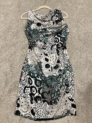 Poleci Sheath Tank Dress Abstract Multicolor Sleeveless Lace Trim Back Zip, Sz 4 - Image 1 of 4