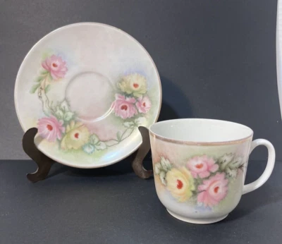 Bareuther Waldsassen чайная чашка и блюдце цветочный золотой отделки надпись #244 Германия 6 унций - Изображение 1 из 4