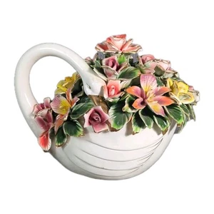 Rare Beautiful Capodimonte 50’s Italy Swan Floral Porcelain CenterPiece HUGE - Picture 1 of 16