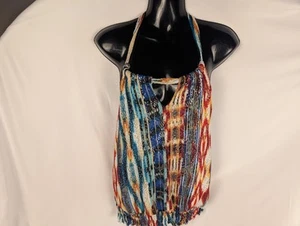 Heart Soul Top Women Large Tie Nack Halter Y2K Festival Clubwear Resortwear - Picture 1 of 7