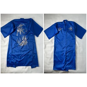 Vintage blau Drache Tiger bestickt Herren Kimono Morgenmantel japanisch Joli Made Japan - Bild 1 von 17